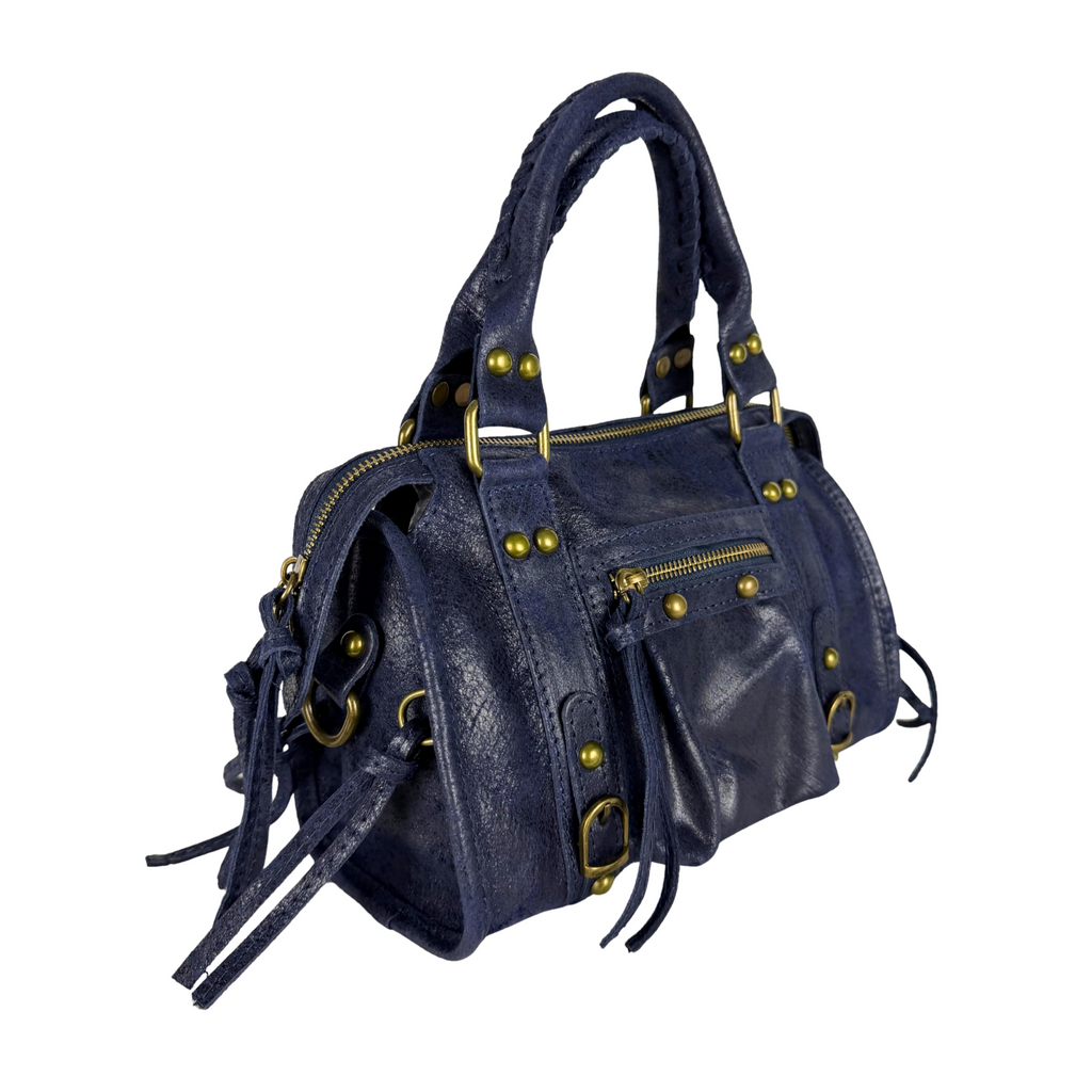 City bag mini vera pelle blu marino