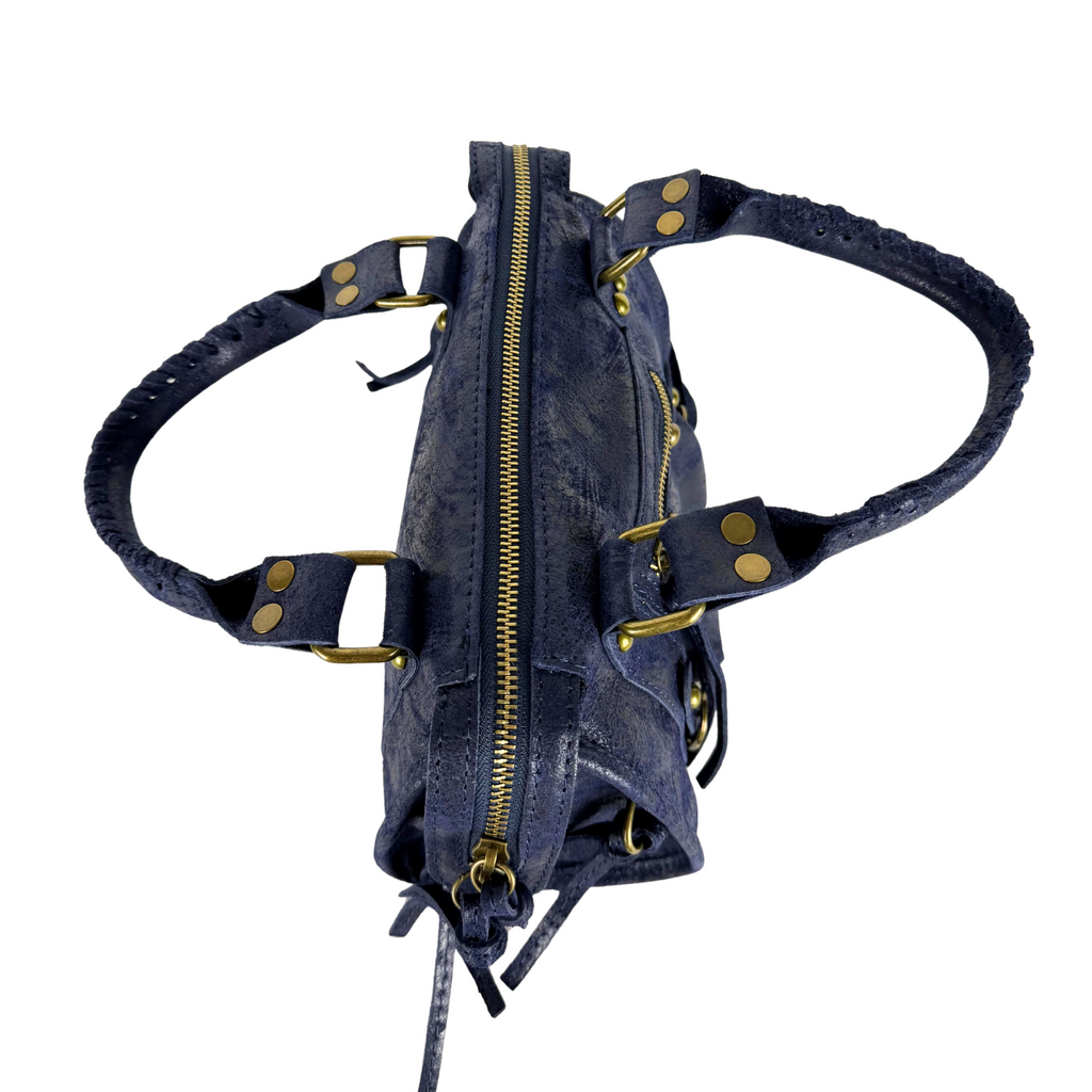 City bag mini vera pelle blu marino