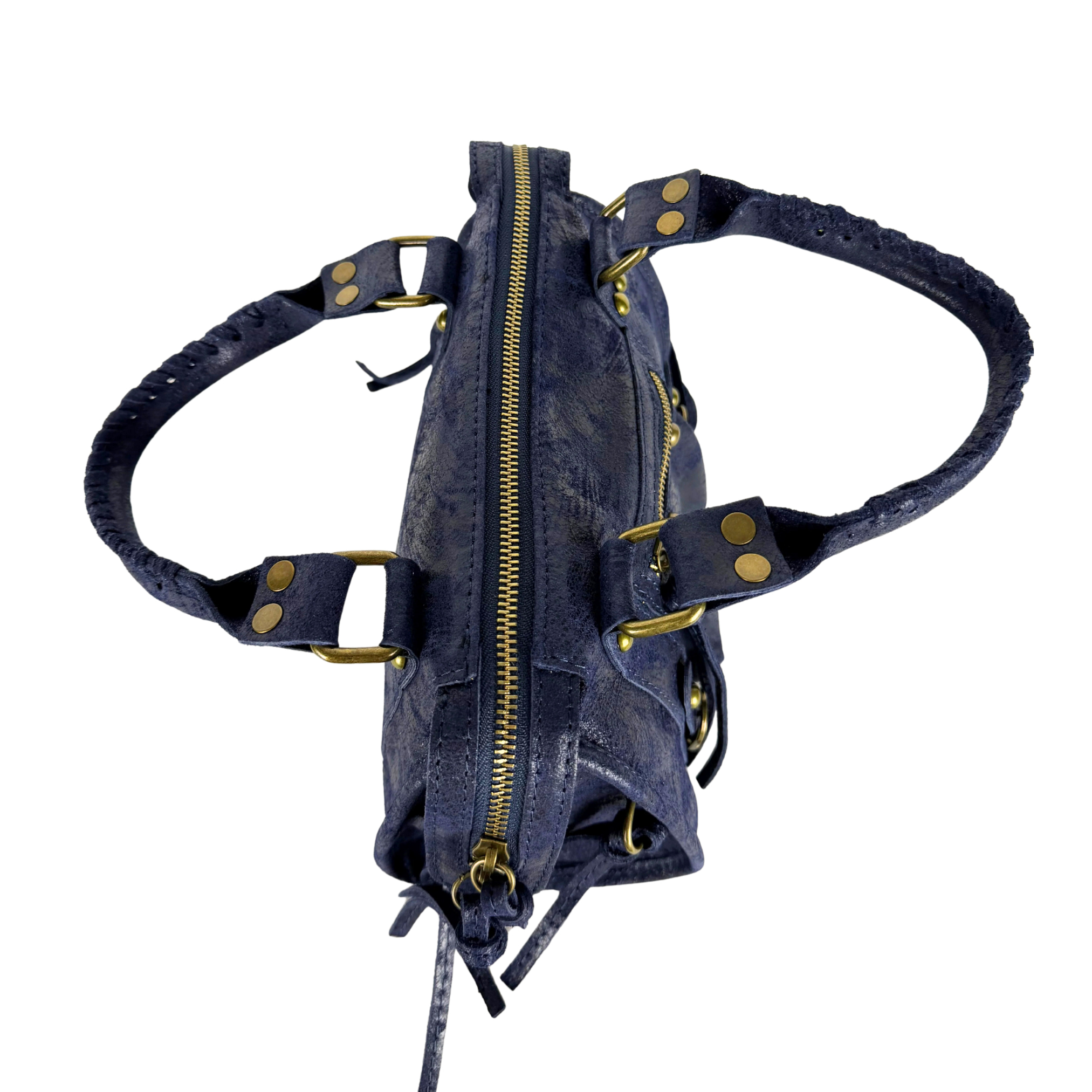 City bag mini vera pelle blu marino