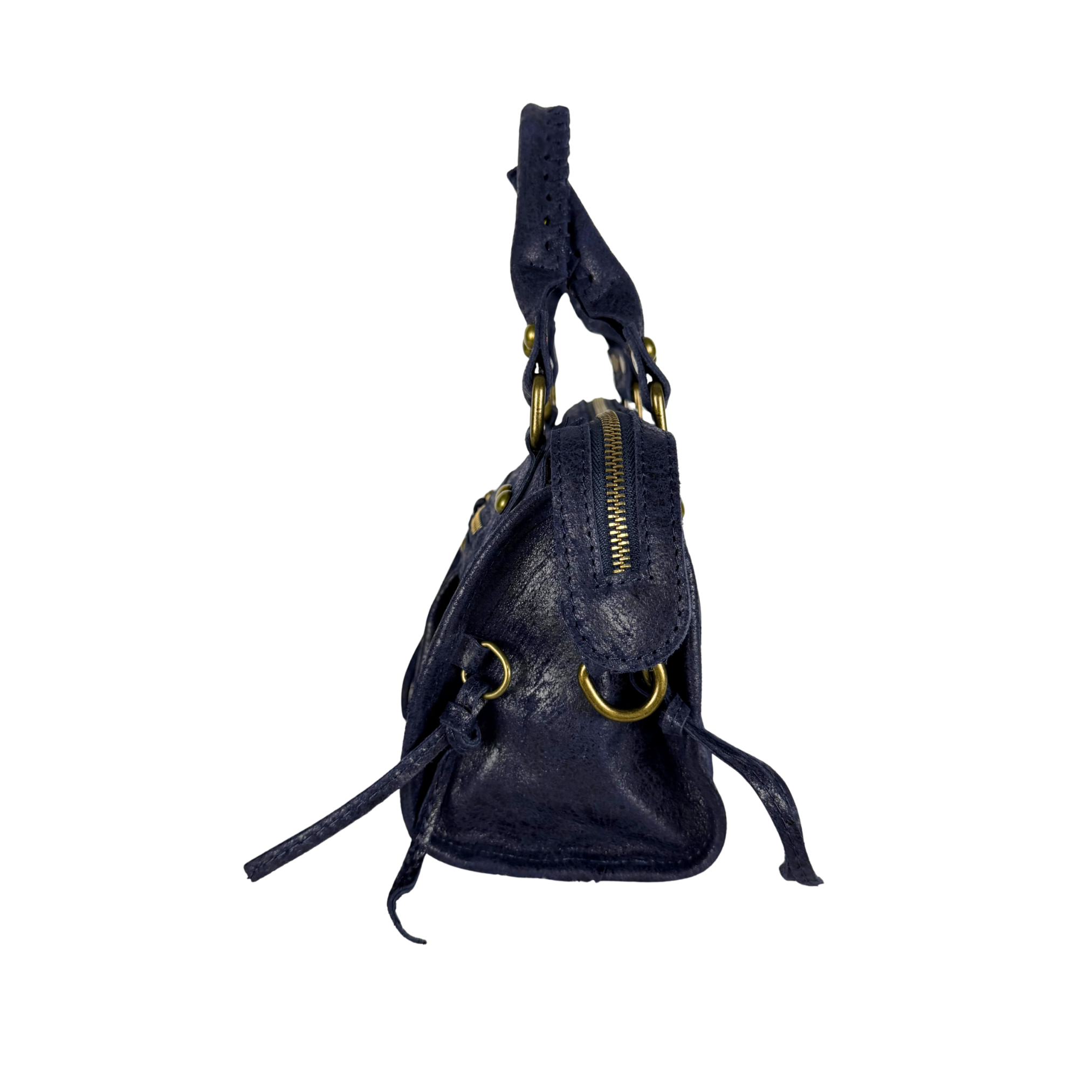 City bag mini vera pelle blu marino