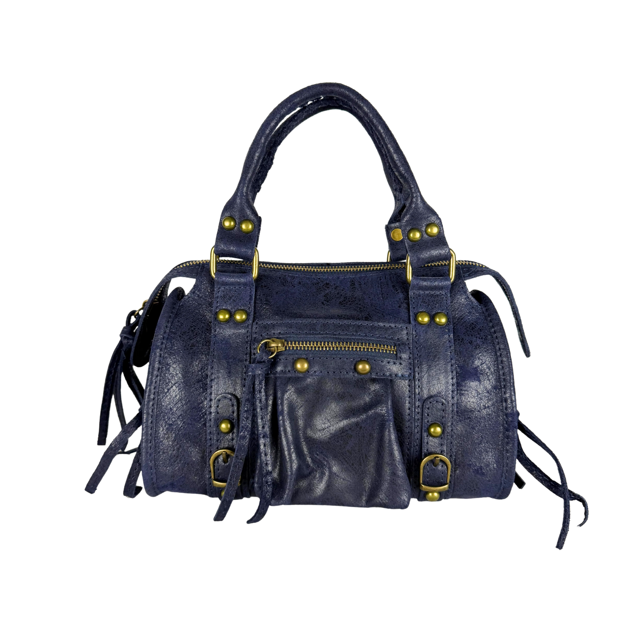 City bag mini vera pelle blu marino