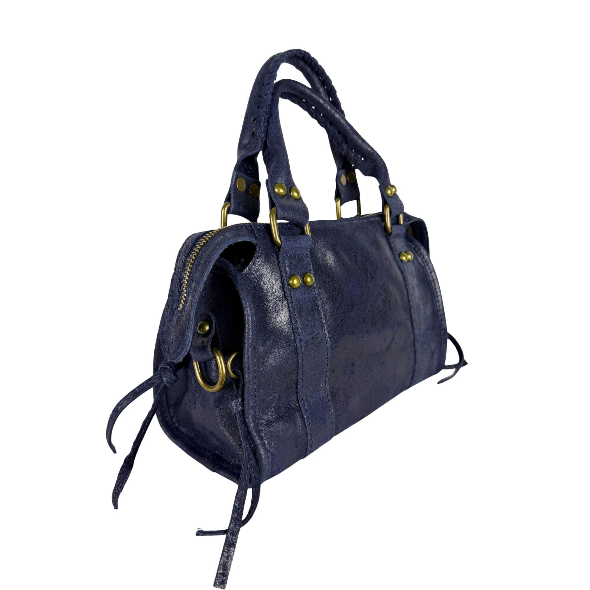 City bag mini vera pelle blu marino