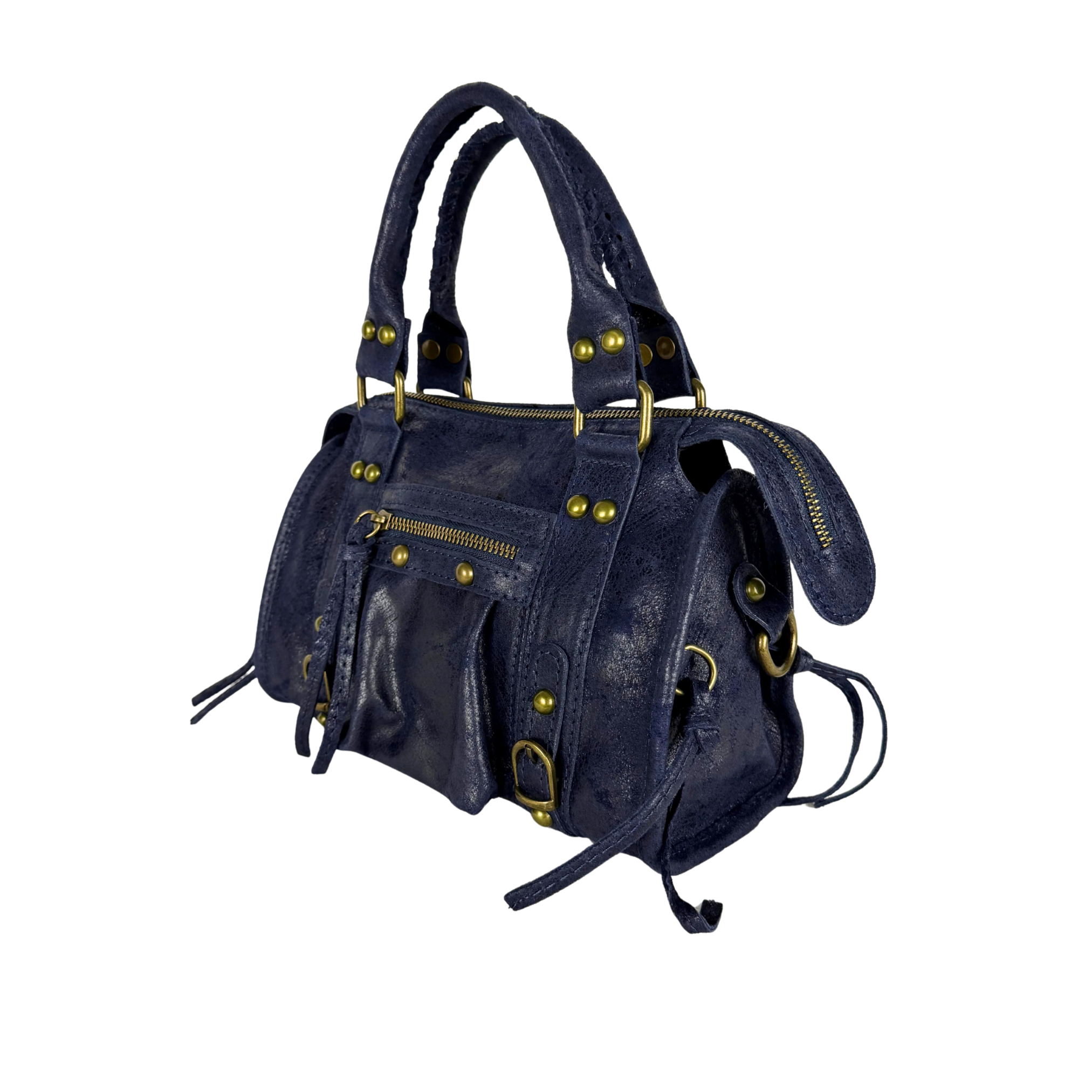 City bag mini vera pelle blu marino